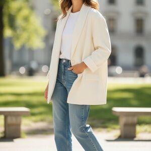 Oversized Cream Blazer for Women